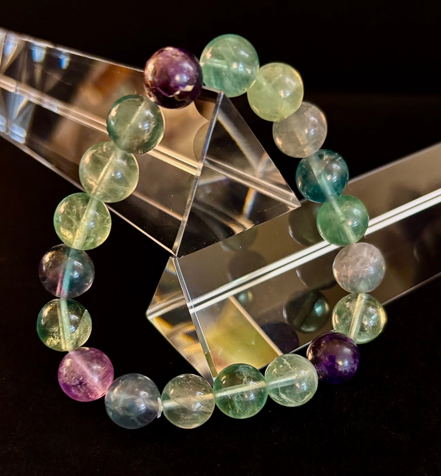 Pulsera de curación espiritual de fluorita natural – Cuentas de piedras preciosas de 6 mm, 8 mm o 10 mm