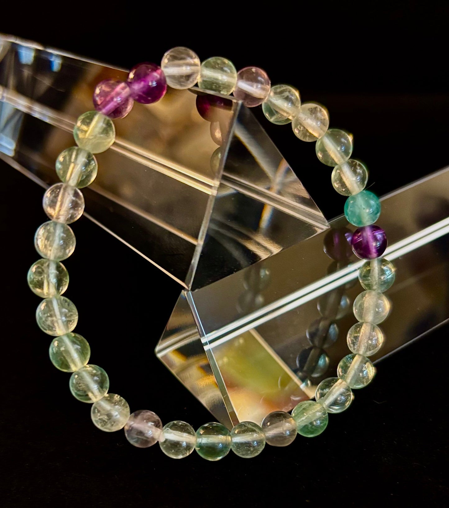 Pulsera de curación espiritual de fluorita natural – Cuentas de piedras preciosas de 6 mm, 8 mm o 10 mm