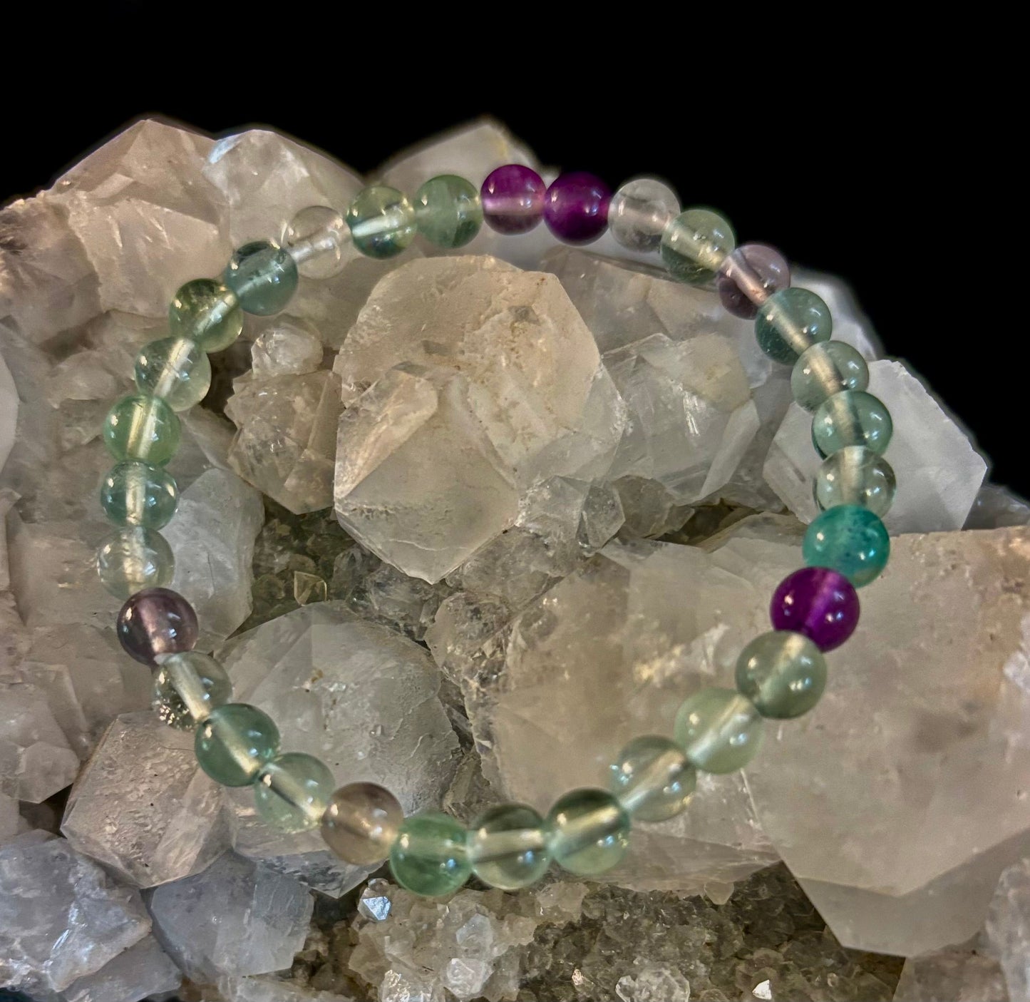 Pulsera de curación espiritual de fluorita natural – Cuentas de piedras preciosas de 6 mm, 8 mm o 10 mm