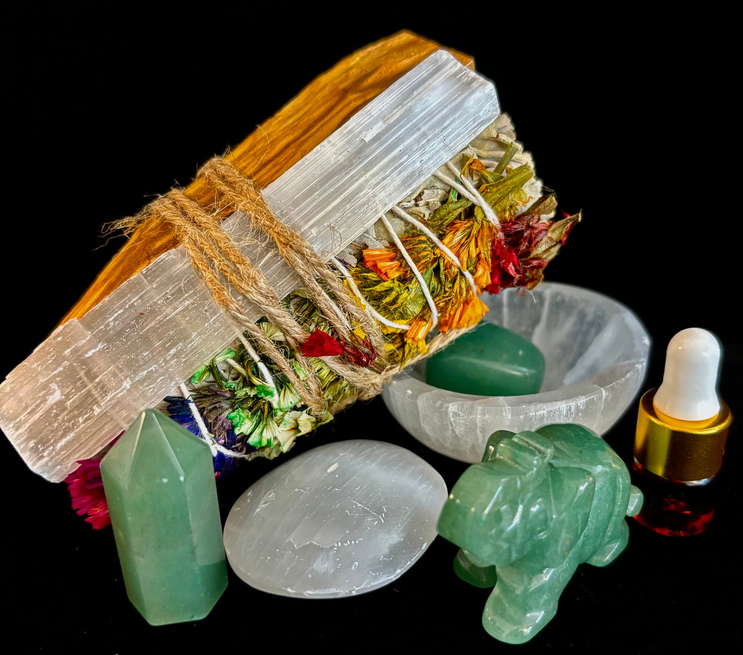 Caja de regalo Prosperidad y Protección – Set energético de Jade y Selenita