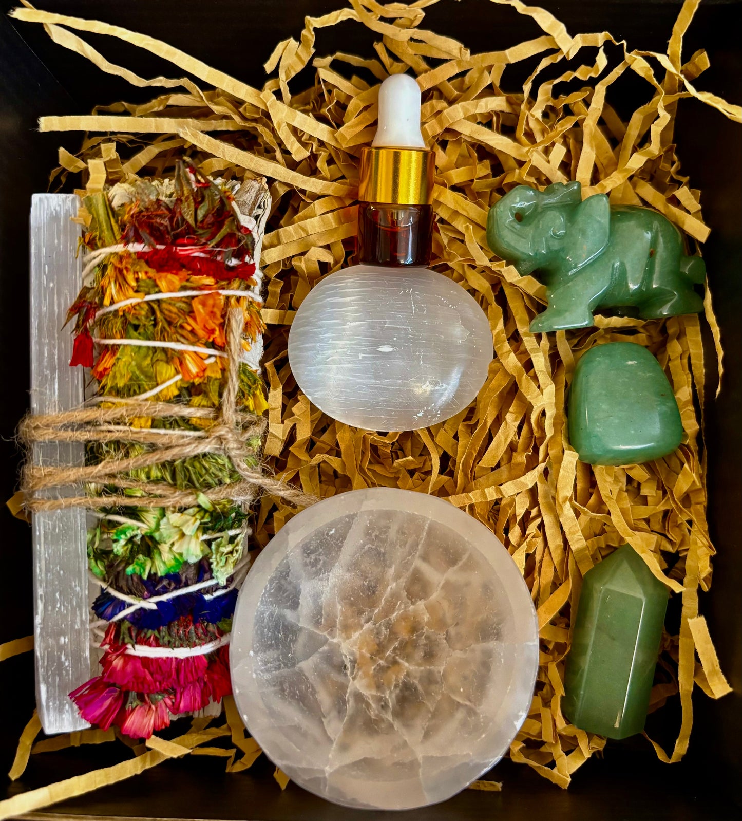 Caja de regalo Prosperidad y Protección – Set energético de Jade y Selenita
