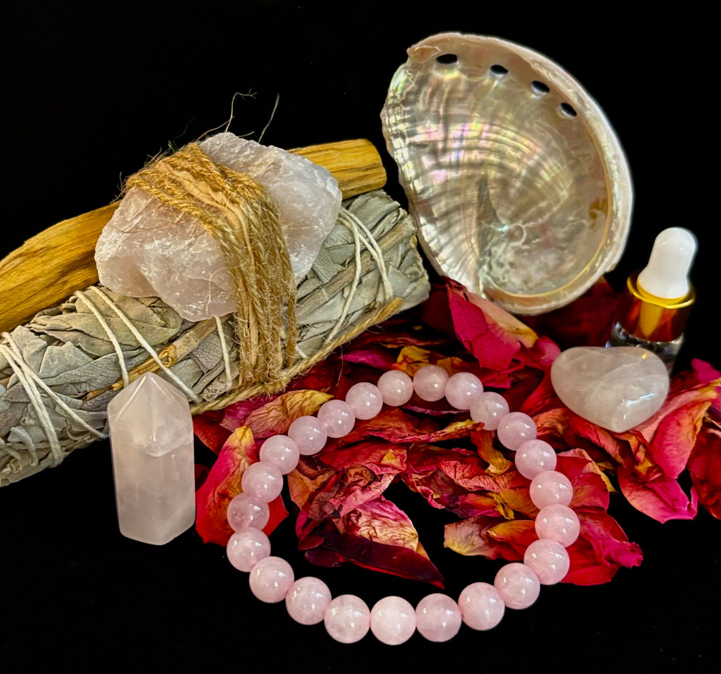 🌹Caja de regalo de cuarzo rosa para atraer el amor – Set de curación del corazón y romance🌹