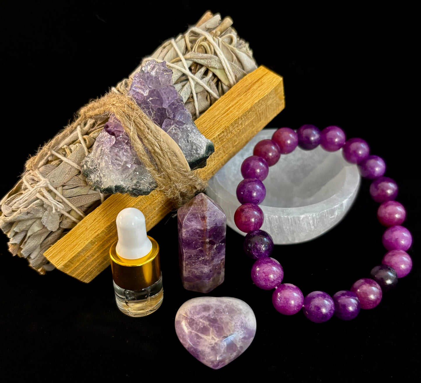 Caja de regalo de amatista para tranquilidad y curación – Set de equilibrio espiritual y protección