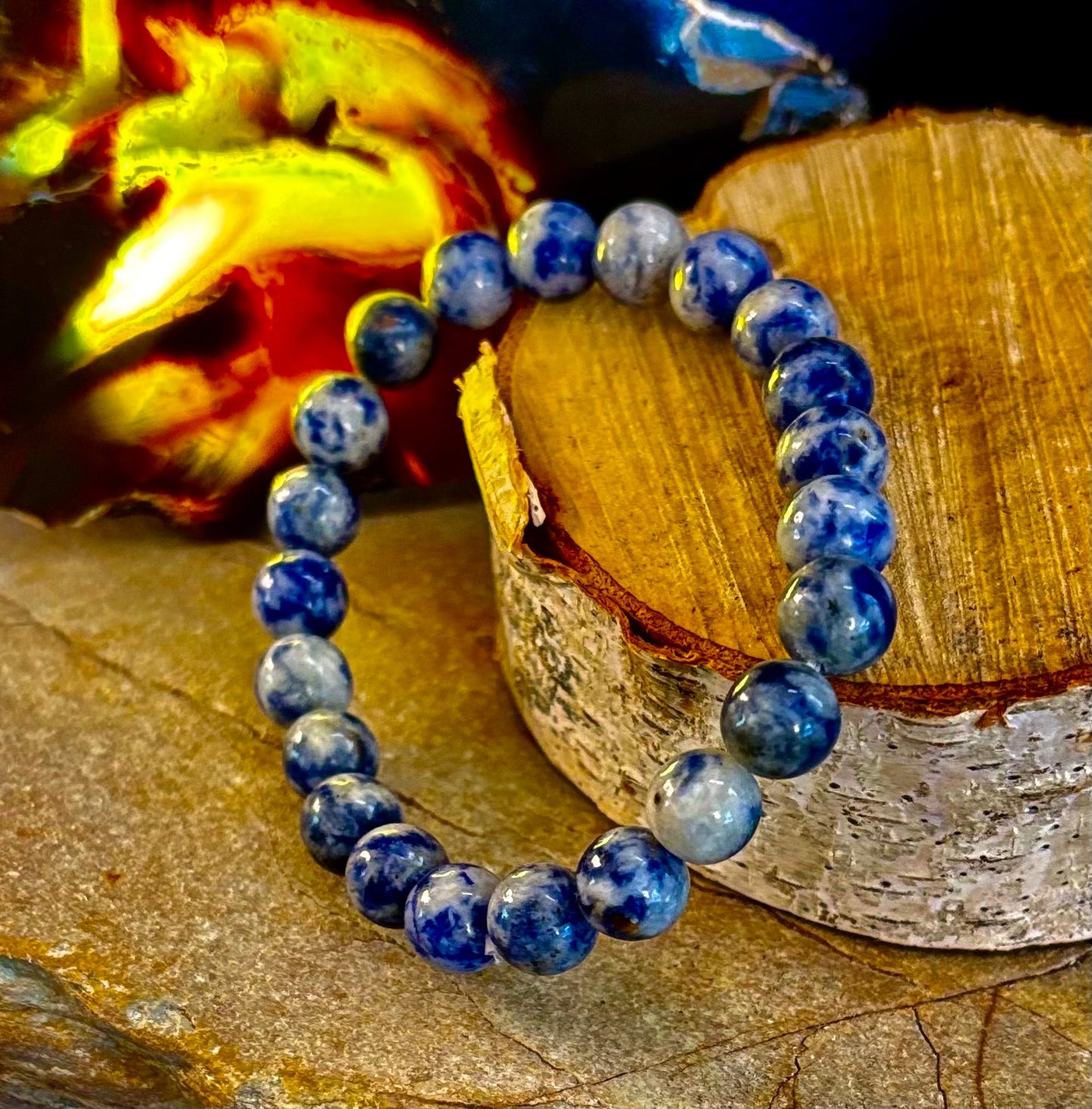 Pulsera de jaspe Blue Spot con cuentas – Muñecas medianas