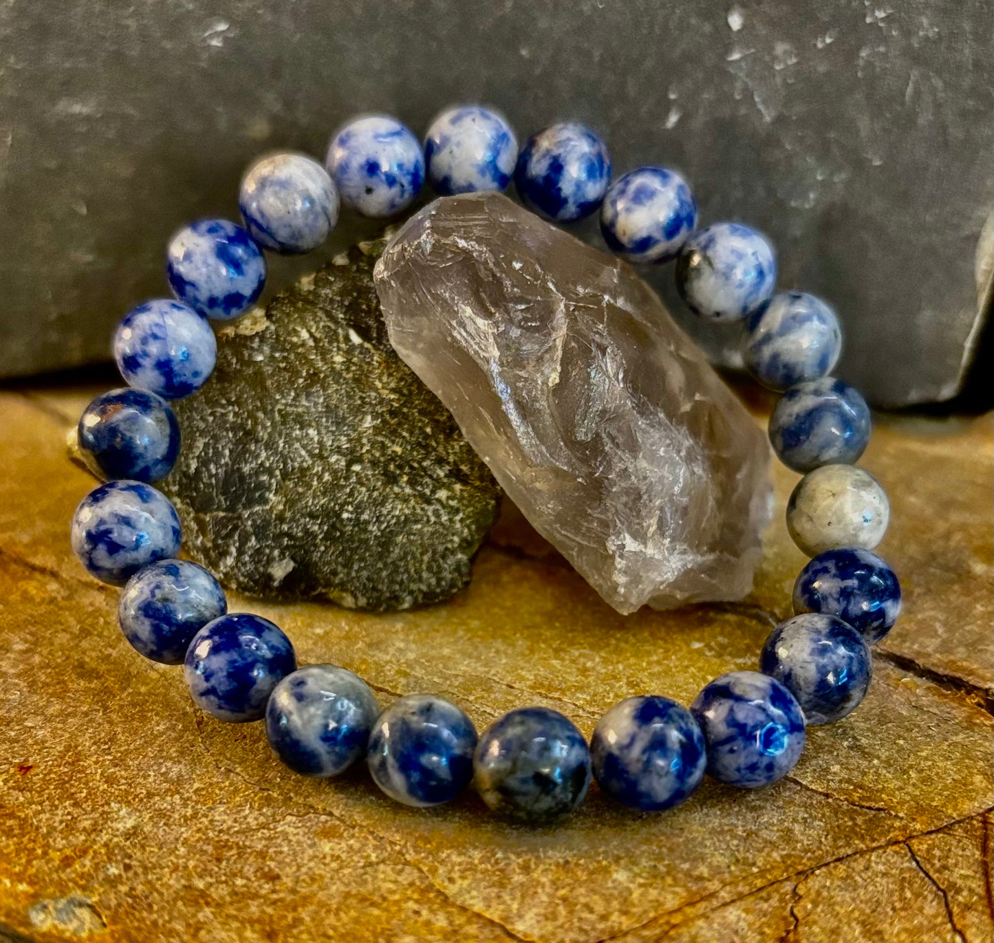 Pulsera de jaspe Blue Spot con cuentas – Muñecas medianas