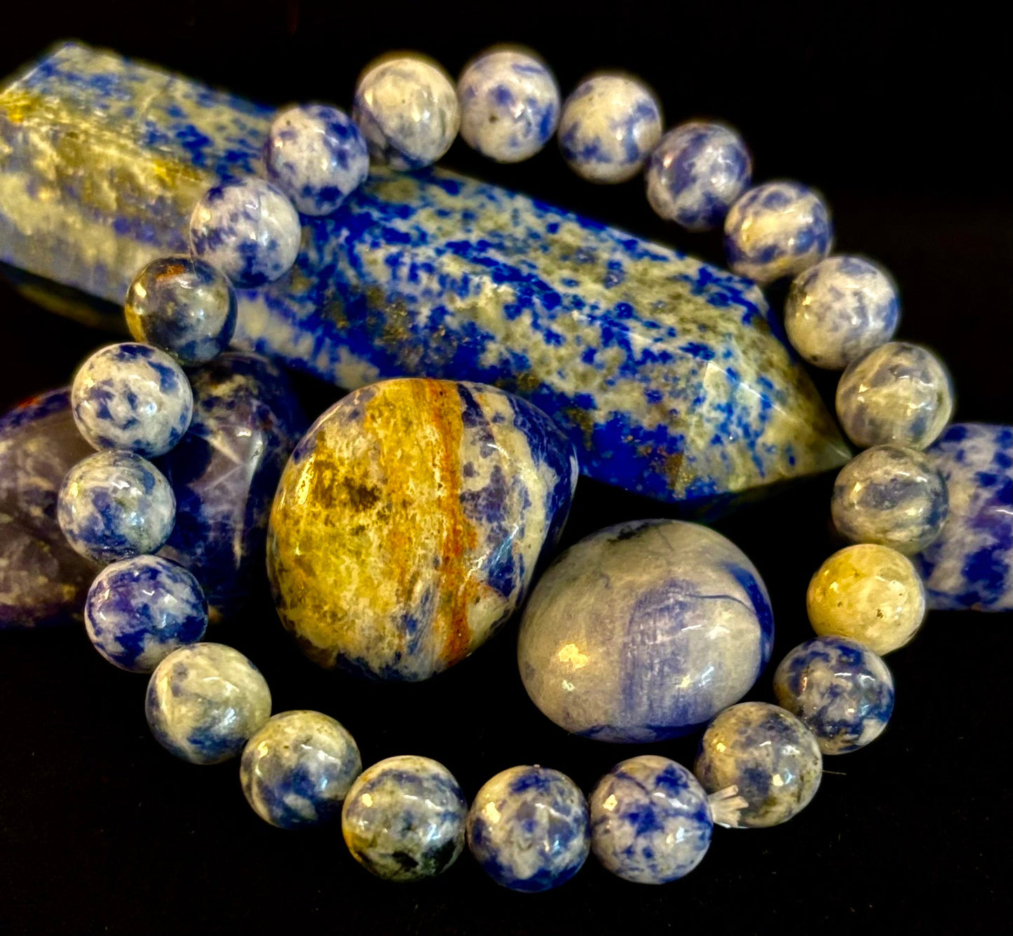 Pulsera de jaspe Blue Spot con cuentas – Muñecas medianas