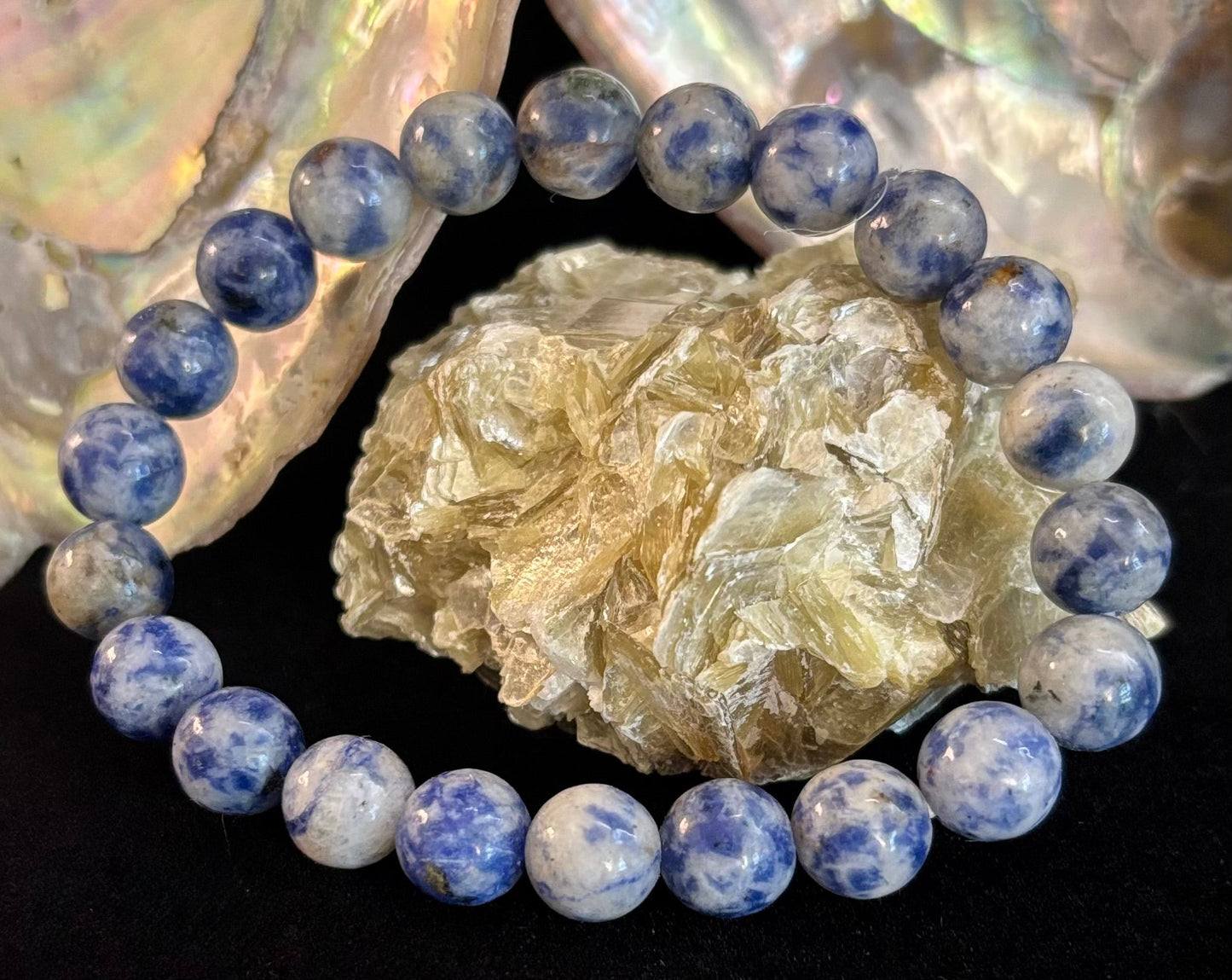 Pulsera de jaspe Blue Spot con cuentas – Muñecas medianas