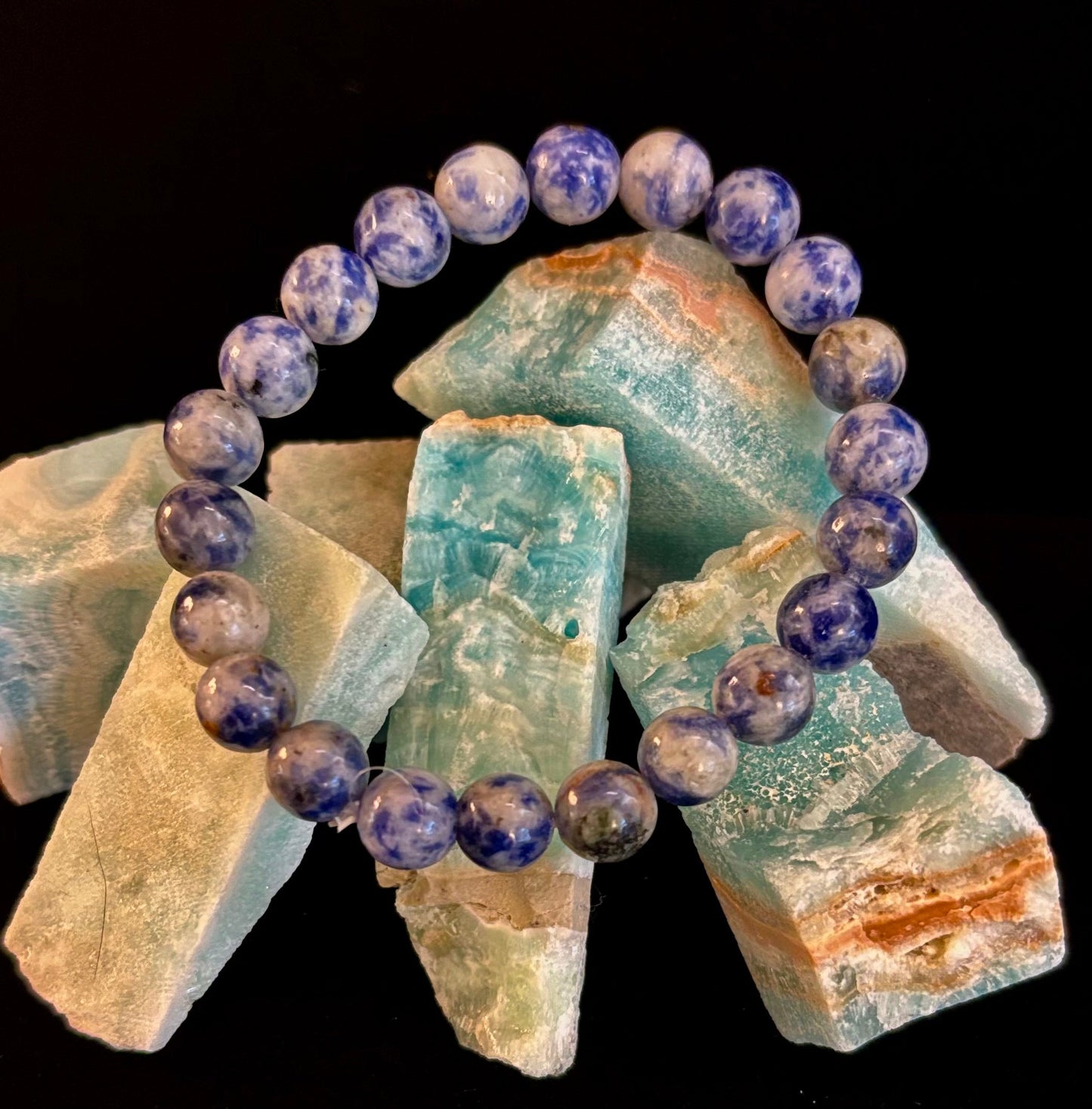 Pulsera de jaspe Blue Spot con cuentas – Muñecas medianas