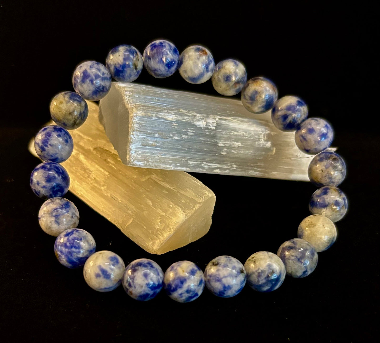 Pulsera de jaspe Blue Spot con cuentas – Muñecas medianas