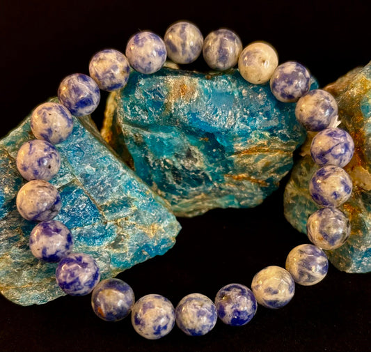 Pulsera de jaspe Blue Spot con cuentas – Muñecas medianas