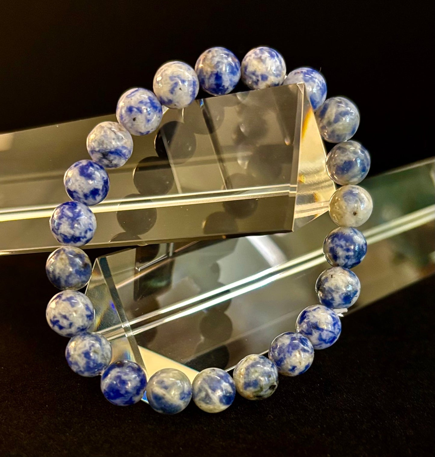 Pulsera de jaspe Blue Spot con cuentas – Muñecas medianas