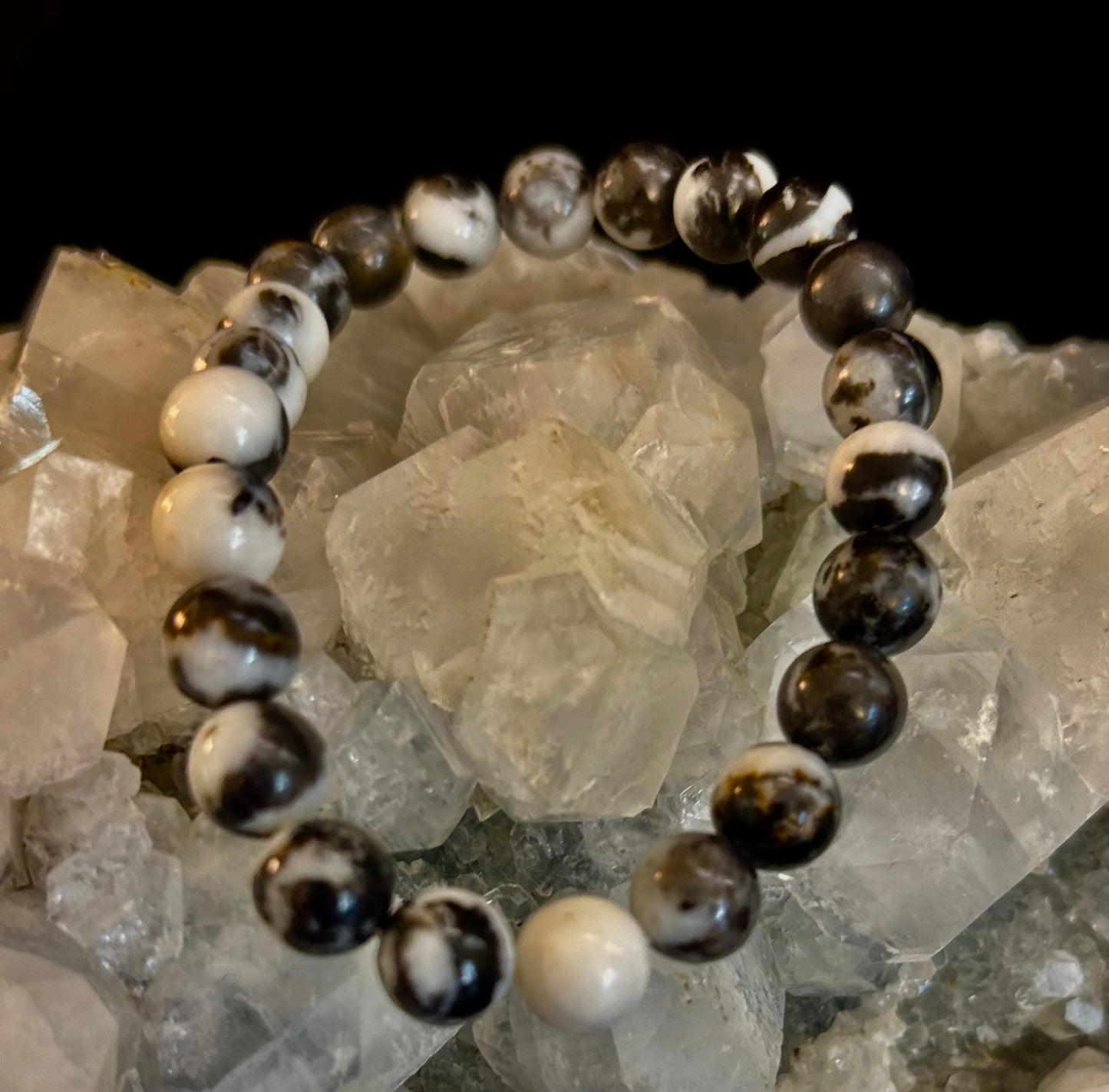 Pulsera de piedra cebra – Cuentas de 8 mm, muñecas medianas