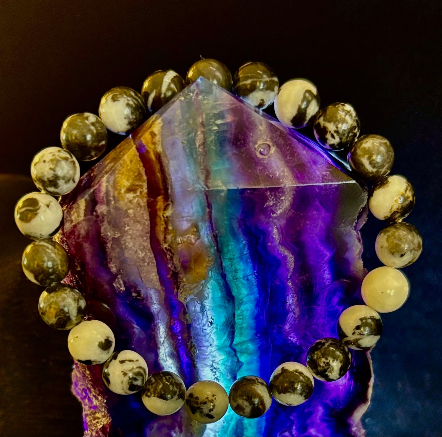 Pulsera de piedra cebra – Cuentas de 8 mm, muñecas medianas