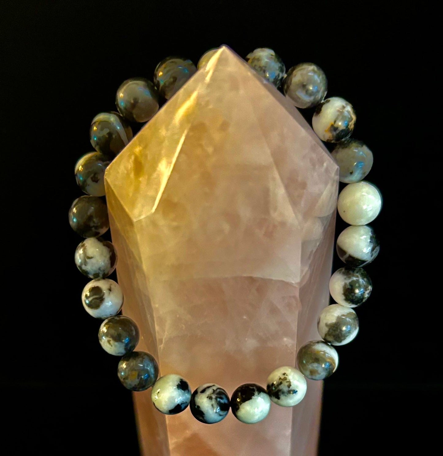 Pulsera de piedra cebra – Cuentas de 8 mm, muñecas medianas