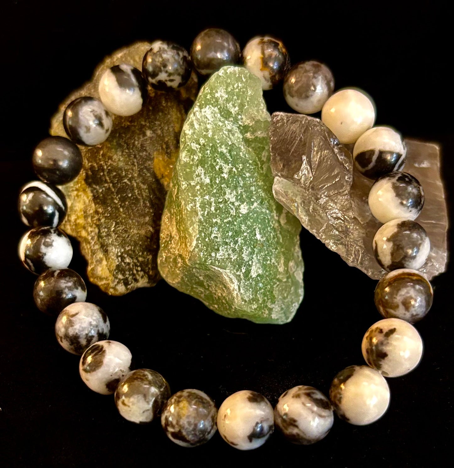 Pulsera de piedra cebra – Cuentas de 8 mm, muñecas medianas