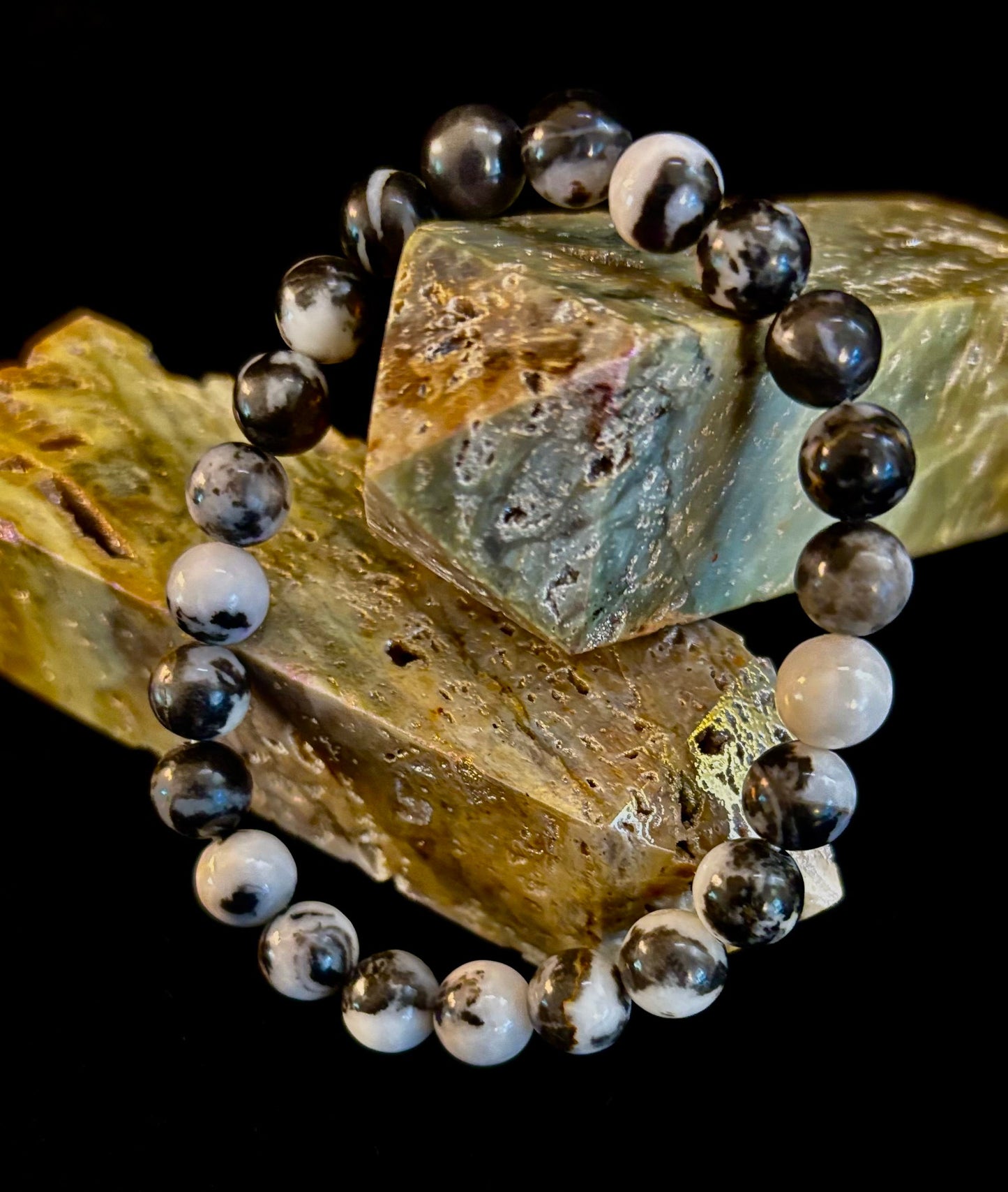 Pulsera de piedra cebra – Cuentas de 8 mm, muñecas medianas