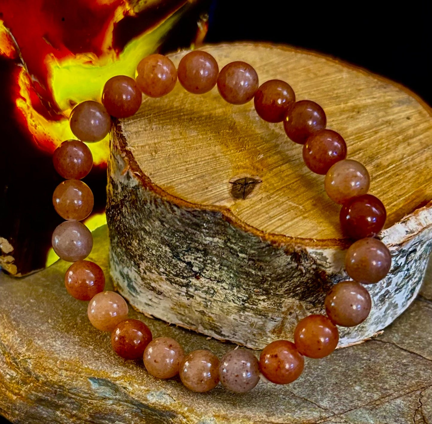Pulsera de Cuarzo Fresa Oscuro – Cuentas de 8mm, Muñecas Medianas