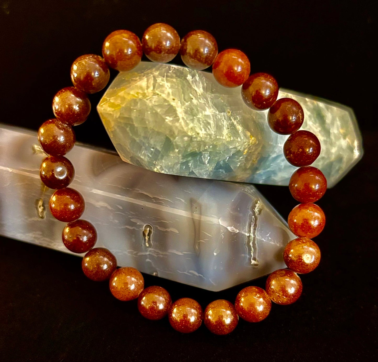 Pulsera de Cuarzo Fresa Oscuro – Cuentas de 8mm, Muñecas Medianas