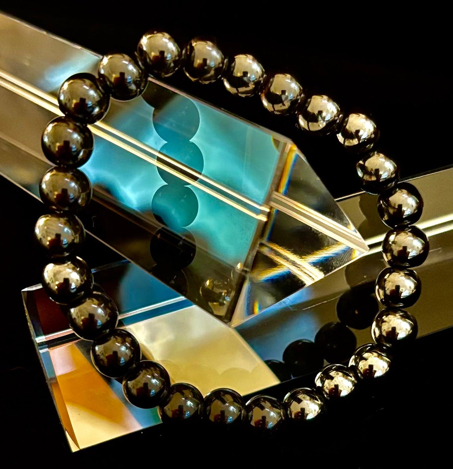 Pulsera magnética de cuentas negras - Muñecas medianas - Unisex