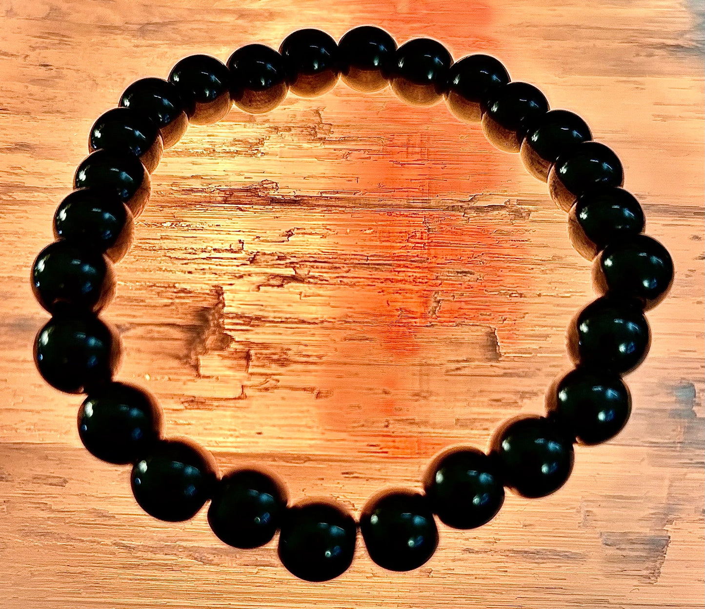 Pulsera magnética de cuentas negras - Muñecas medianas - Unisex