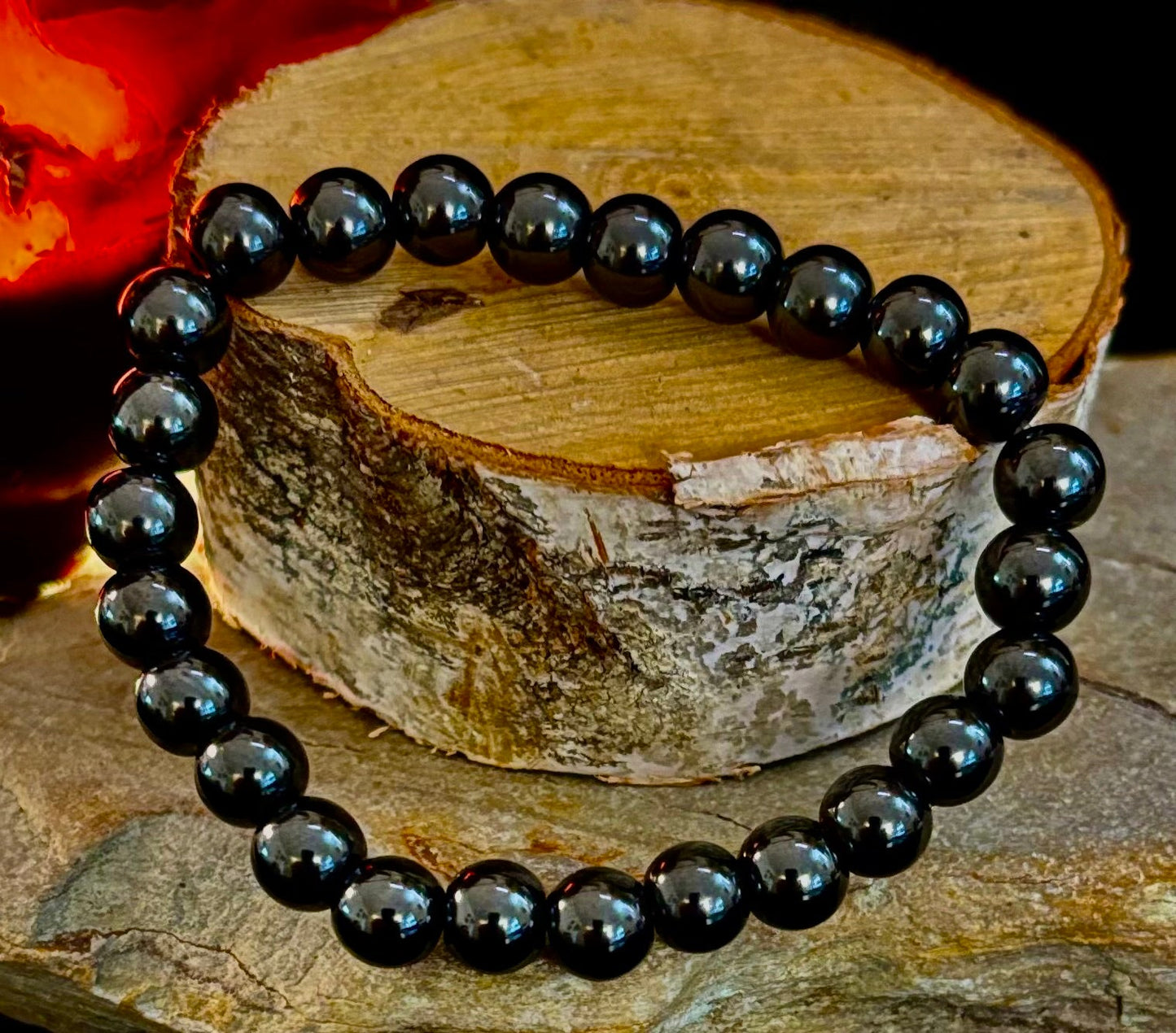 Pulsera magnética de cuentas negras - Muñecas medianas - Unisex