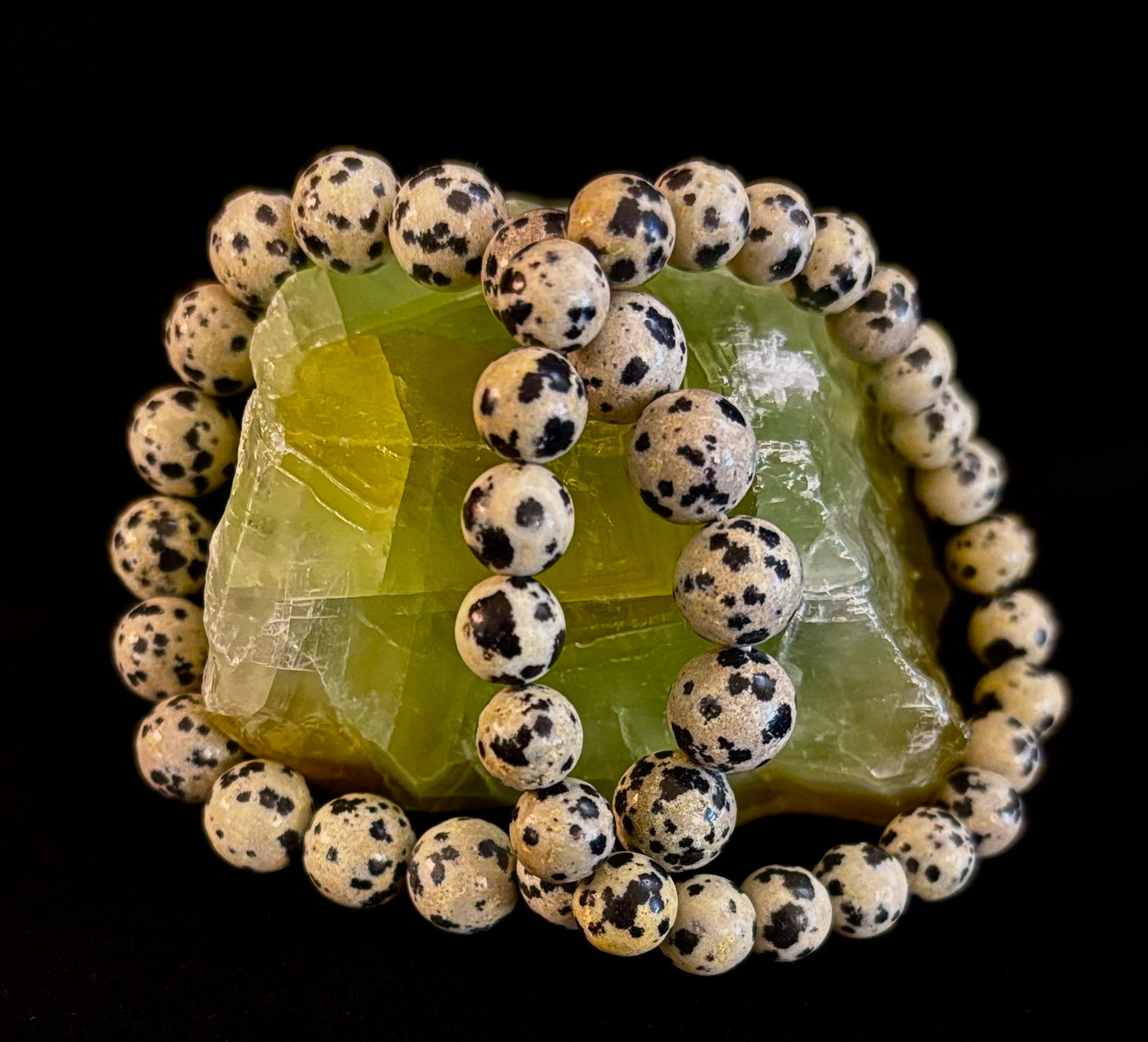 Pulsera de Jaspe Dálmata Protección y Alegría – Cuentas de Piedra Natural de 8mm o 10mm