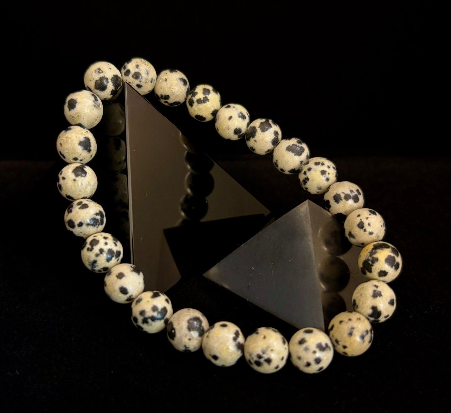 Pulsera de Jaspe Dálmata Protección y Alegría – Cuentas de Piedra Natural de 8mm o 10mm