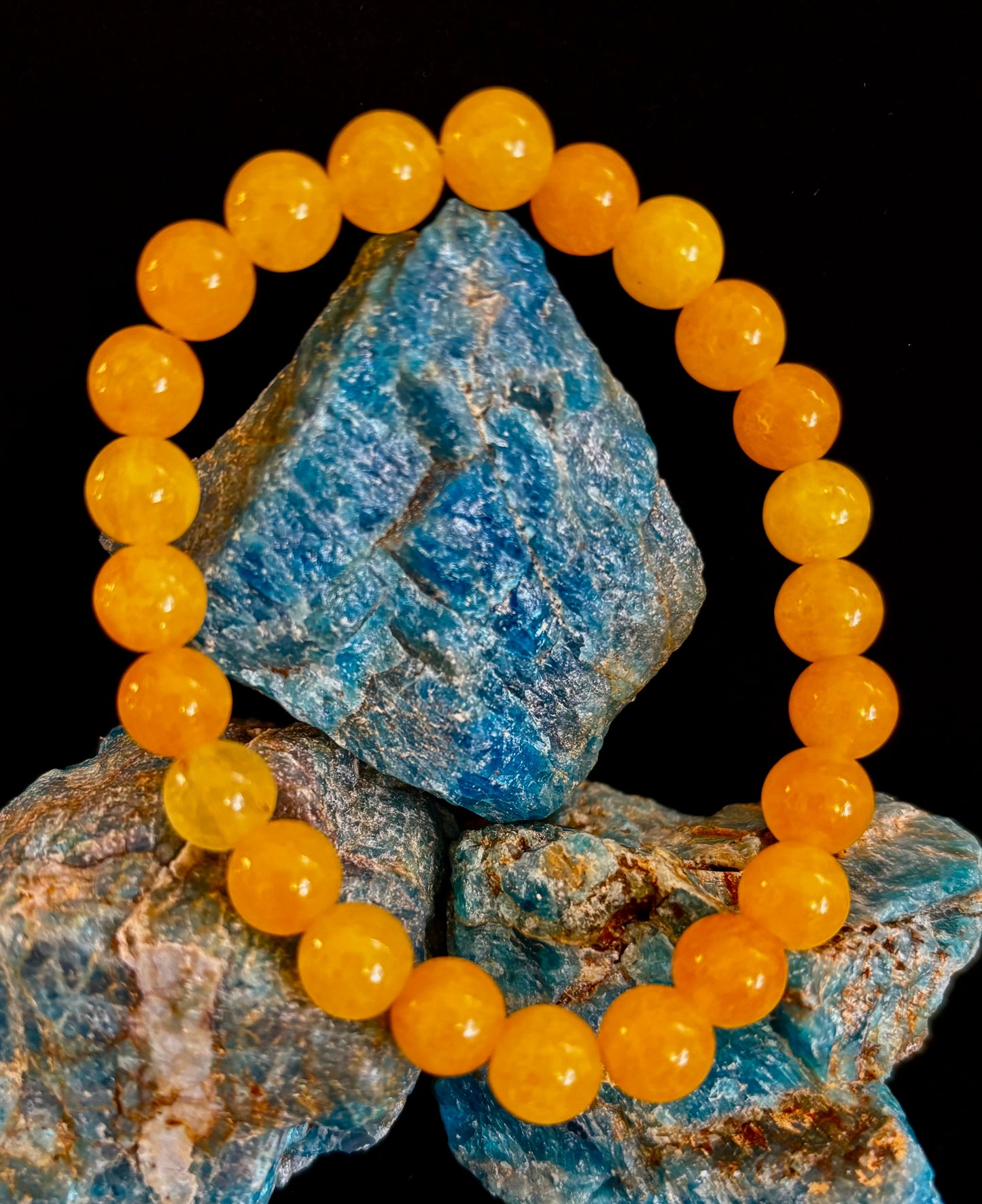 Pulsera de Ágata Naranja con Cuentas – Piedras Naturales de 8mm (Muñecas Medianas a Grandes)