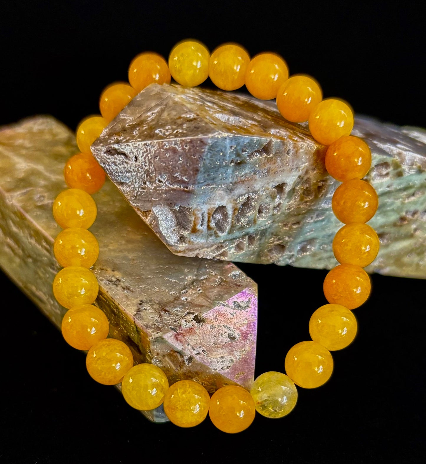 Pulsera de Ágata Naranja con Cuentas – Piedras Naturales de 8mm (Muñecas Medianas a Grandes)
