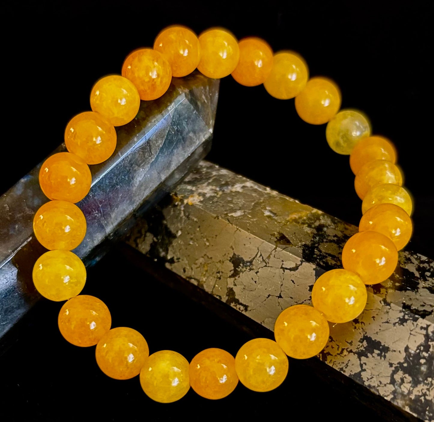 Pulsera de Ágata Naranja con Cuentas – Piedras Naturales de 8mm (Muñecas Medianas a Grandes)