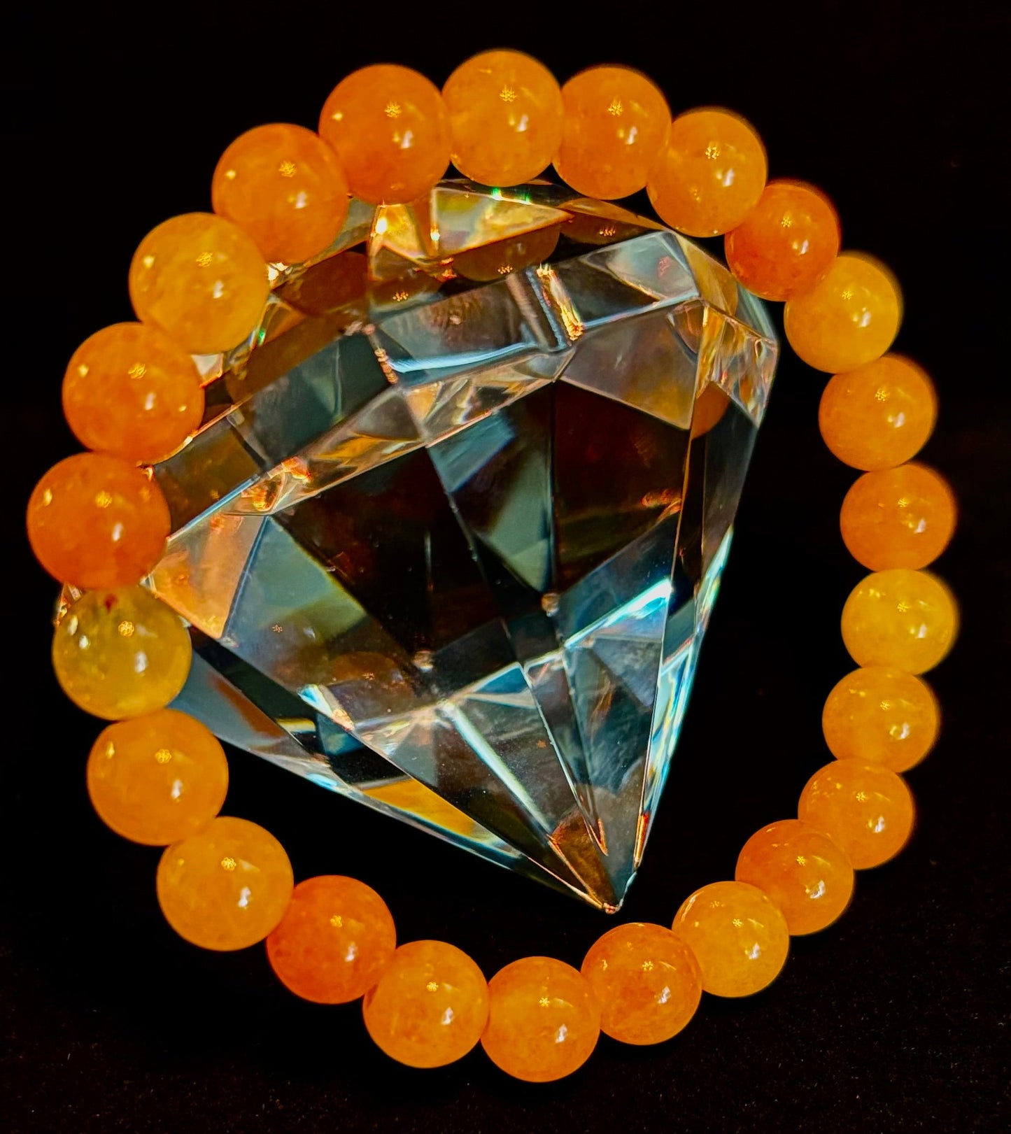 Pulsera de Ágata Naranja con Cuentas – Piedras Naturales de 8mm (Muñecas Medianas a Grandes)