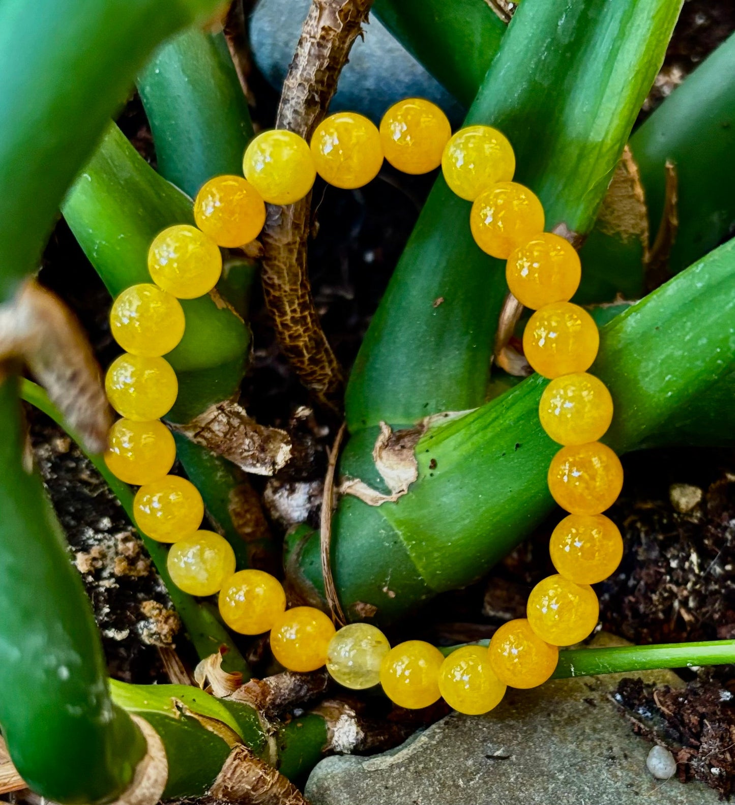 Pulsera de Ágata Naranja con Cuentas – Piedras Naturales de 8mm (Muñecas Medianas a Grandes)