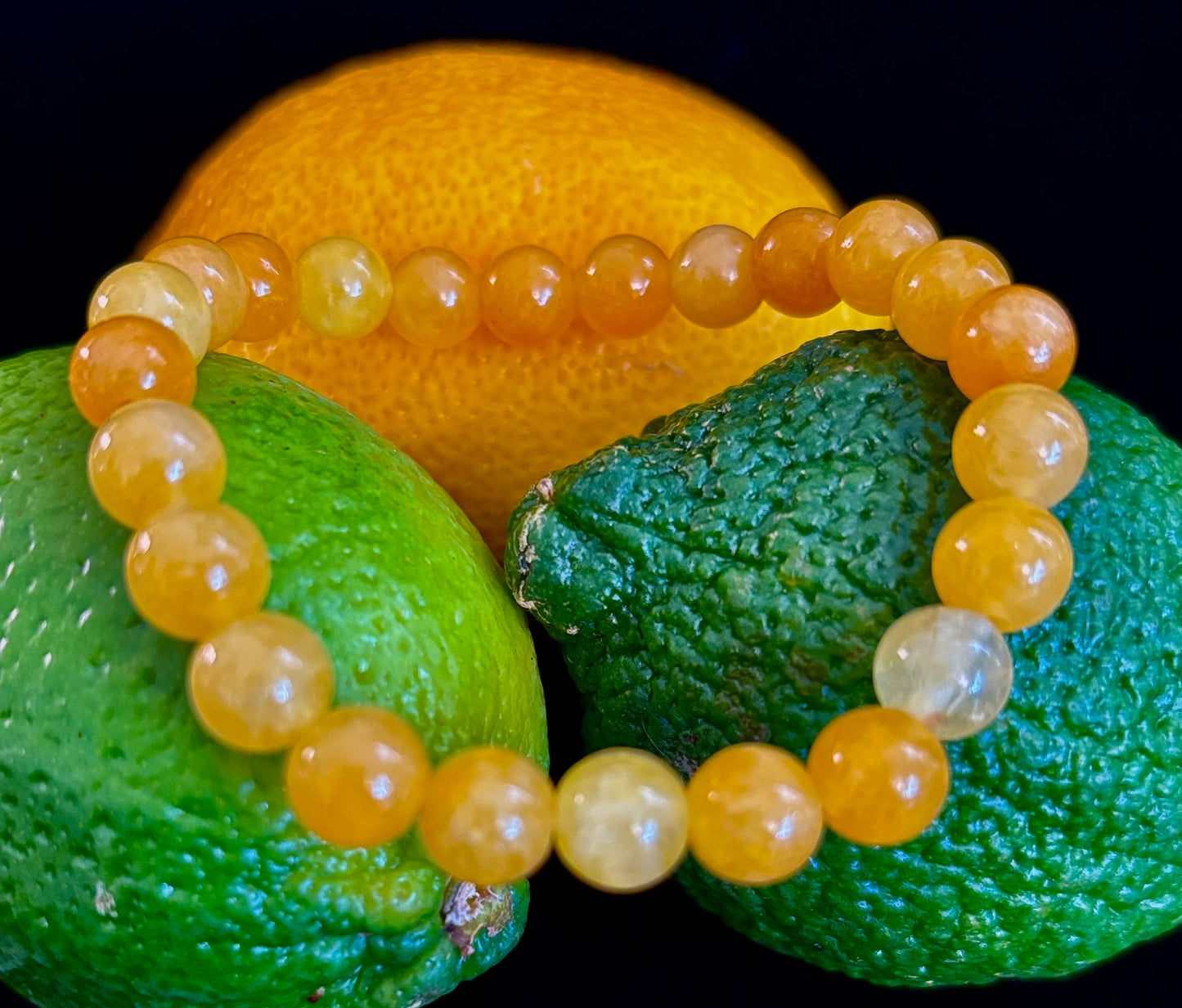 Pulsera de Ágata Naranja con Cuentas – Piedras Naturales de 8mm (Muñecas Medianas a Grandes)