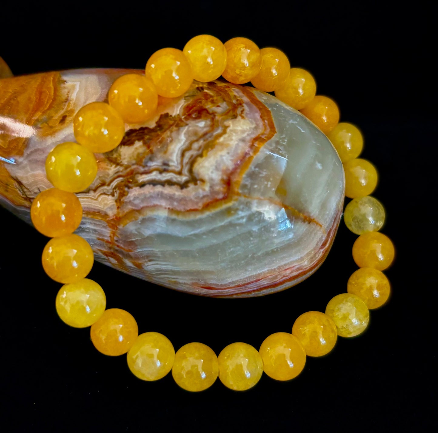 Pulsera de Ágata Naranja con Cuentas – Piedras Naturales de 8mm (Muñecas Medianas a Grandes)