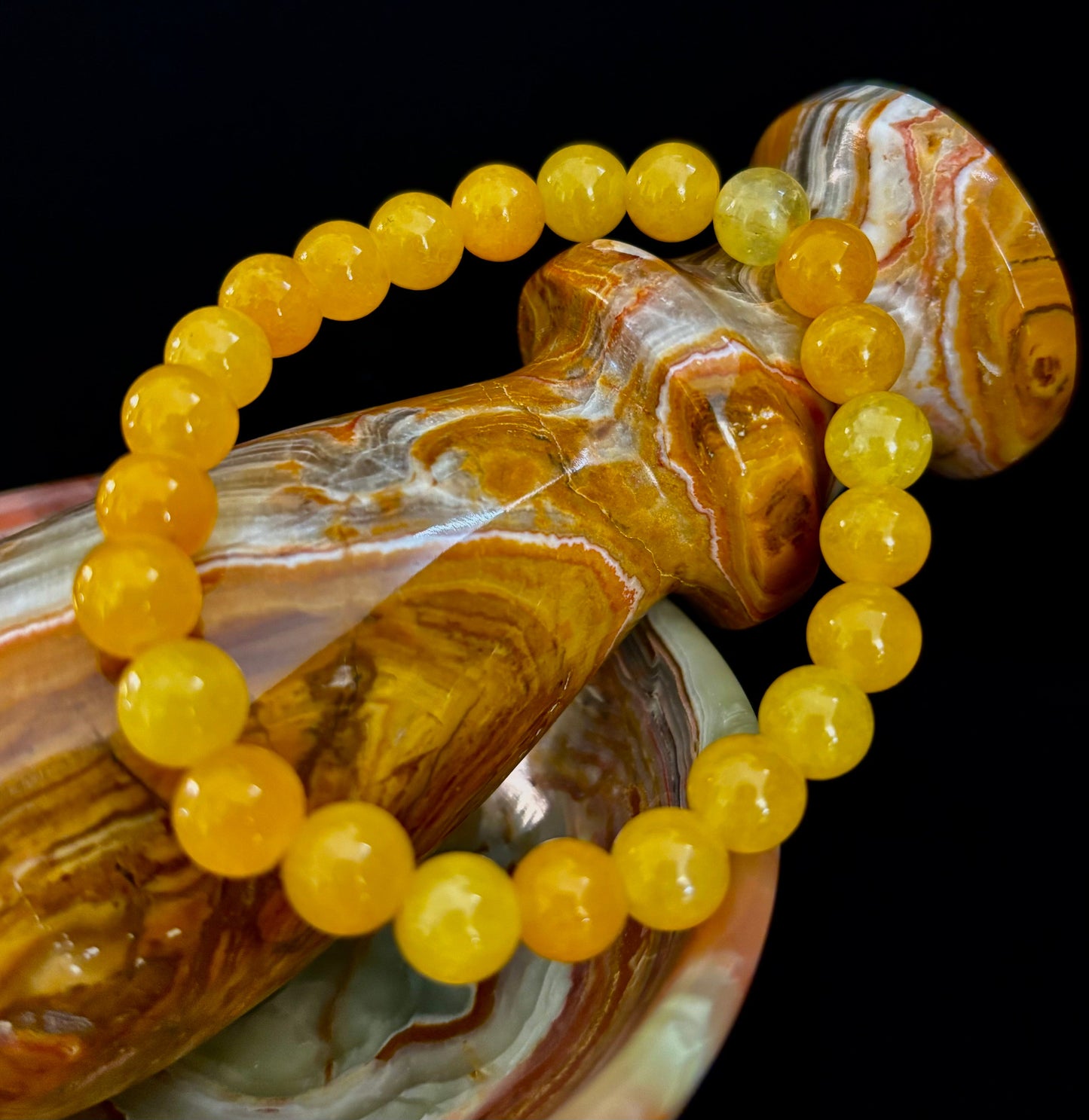 Pulsera de Ágata Naranja con Cuentas – Piedras Naturales de 8mm (Muñecas Medianas a Grandes)