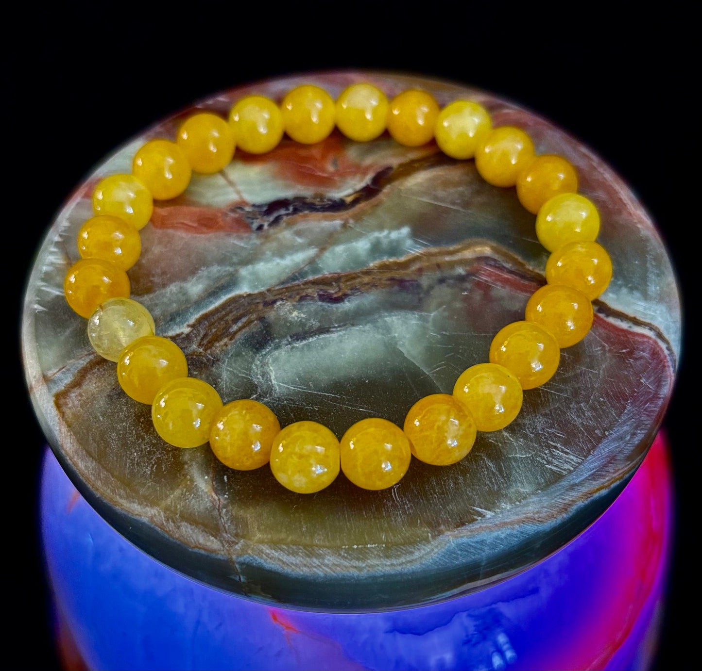 Pulsera de Ágata Naranja con Cuentas – Piedras Naturales de 8mm (Muñecas Medianas a Grandes)