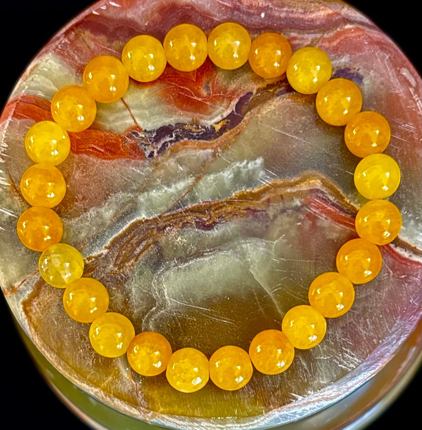 Pulsera de Ágata Naranja con Cuentas – Piedras Naturales de 8mm (Muñecas Medianas a Grandes)