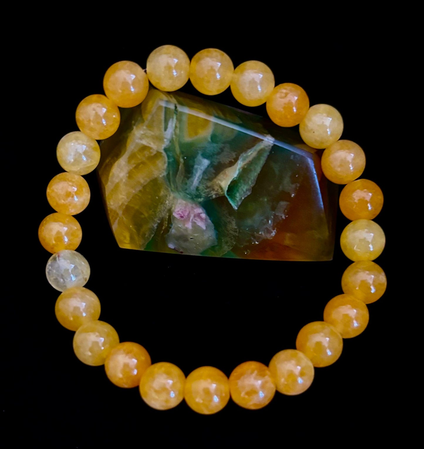 Pulsera de Ágata Naranja con Cuentas – Piedras Naturales de 8mm (Muñecas Medianas a Grandes)