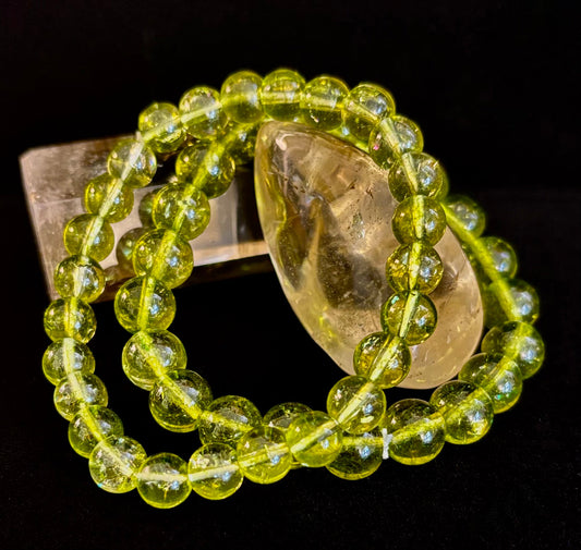 Pulsera curativa de peridoto verde: cuentas de 8 mm o 10 mm para abundancia, crecimiento y claridad emocional