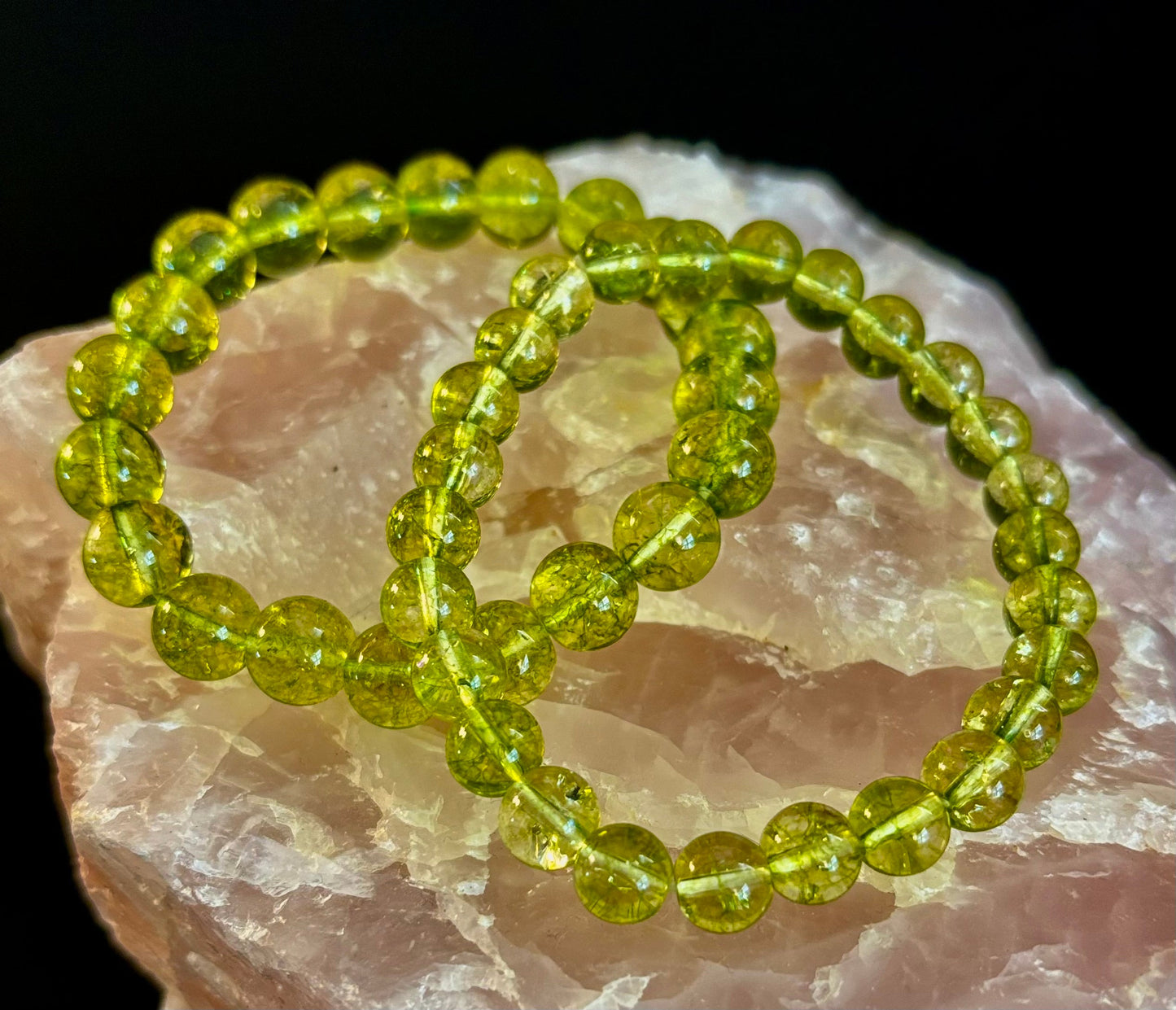 Pulsera curativa de peridoto verde: cuentas de 8 mm o 10 mm para abundancia, crecimiento y claridad emocional