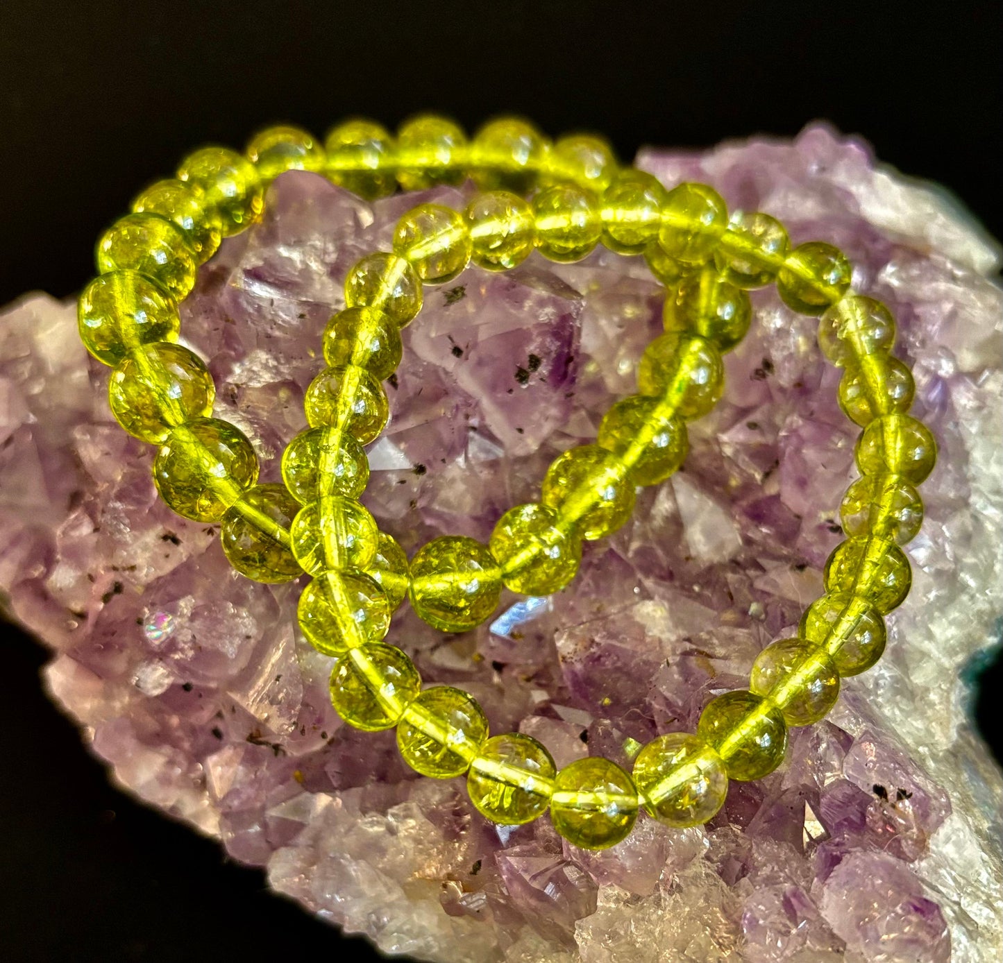 Pulsera curativa de peridoto verde: cuentas de 8 mm o 10 mm para abundancia, crecimiento y claridad emocional