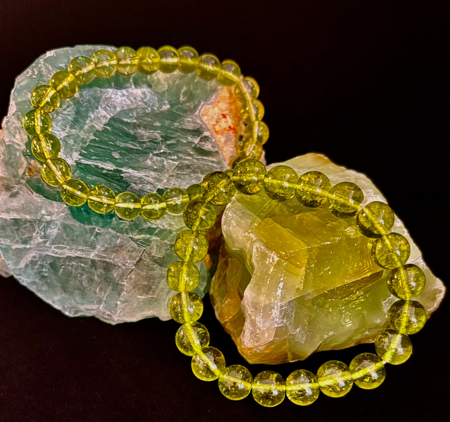 Pulsera curativa de peridoto verde: cuentas de 8 mm o 10 mm para abundancia, crecimiento y claridad emocional