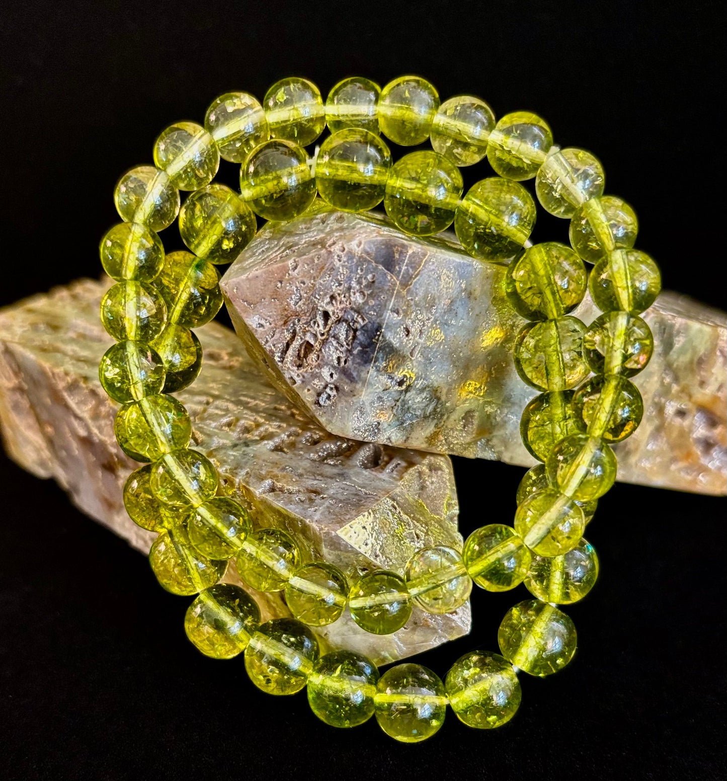 Pulsera curativa de peridoto verde: cuentas de 8 mm o 10 mm para abundancia, crecimiento y claridad emocional