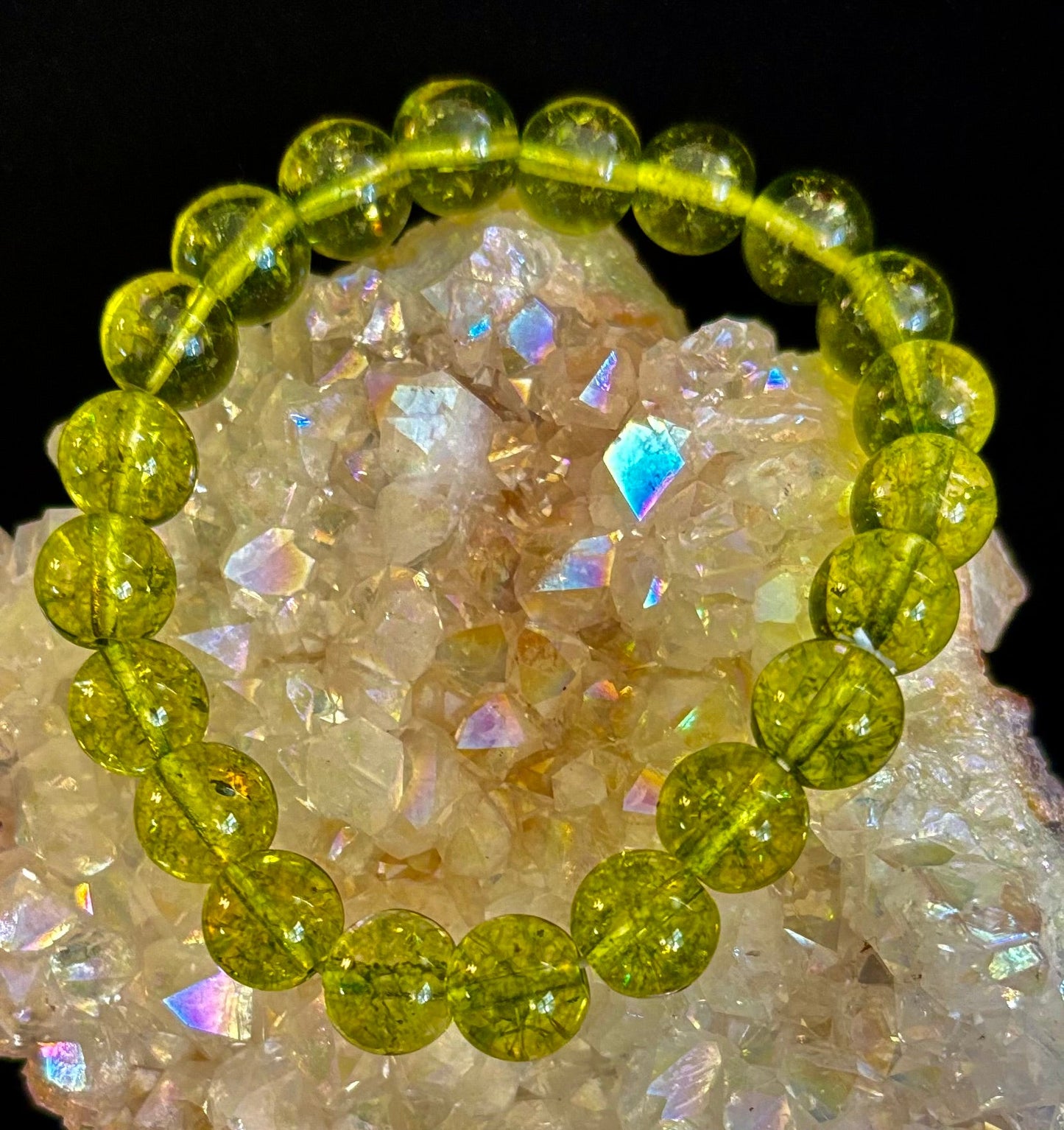 Pulsera curativa de peridoto verde: cuentas de 8 mm o 10 mm para abundancia, crecimiento y claridad emocional