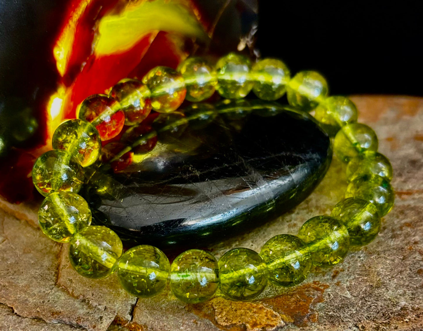 Pulsera curativa de peridoto verde: cuentas de 8 mm o 10 mm para abundancia, crecimiento y claridad emocional