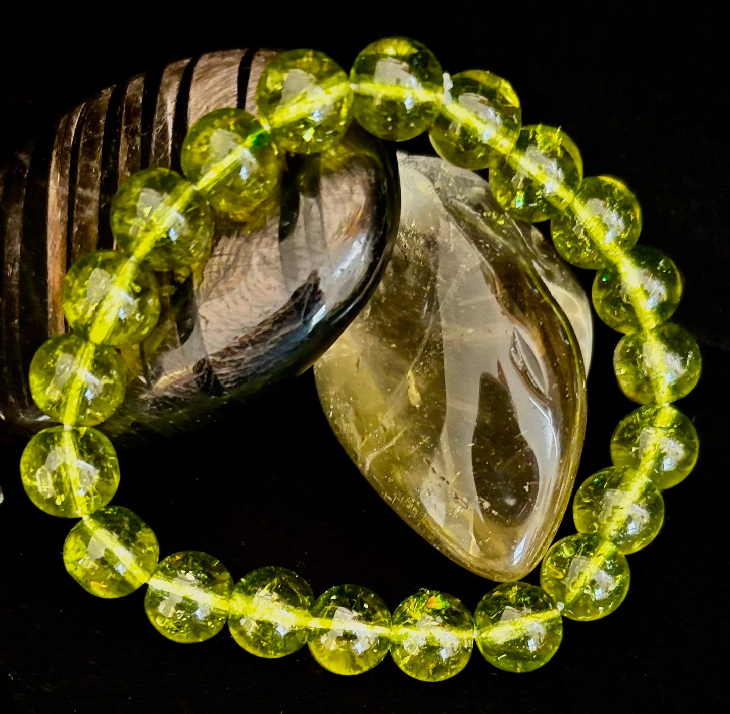 Pulsera curativa de peridoto verde: cuentas de 8 mm o 10 mm para abundancia, crecimiento y claridad emocional