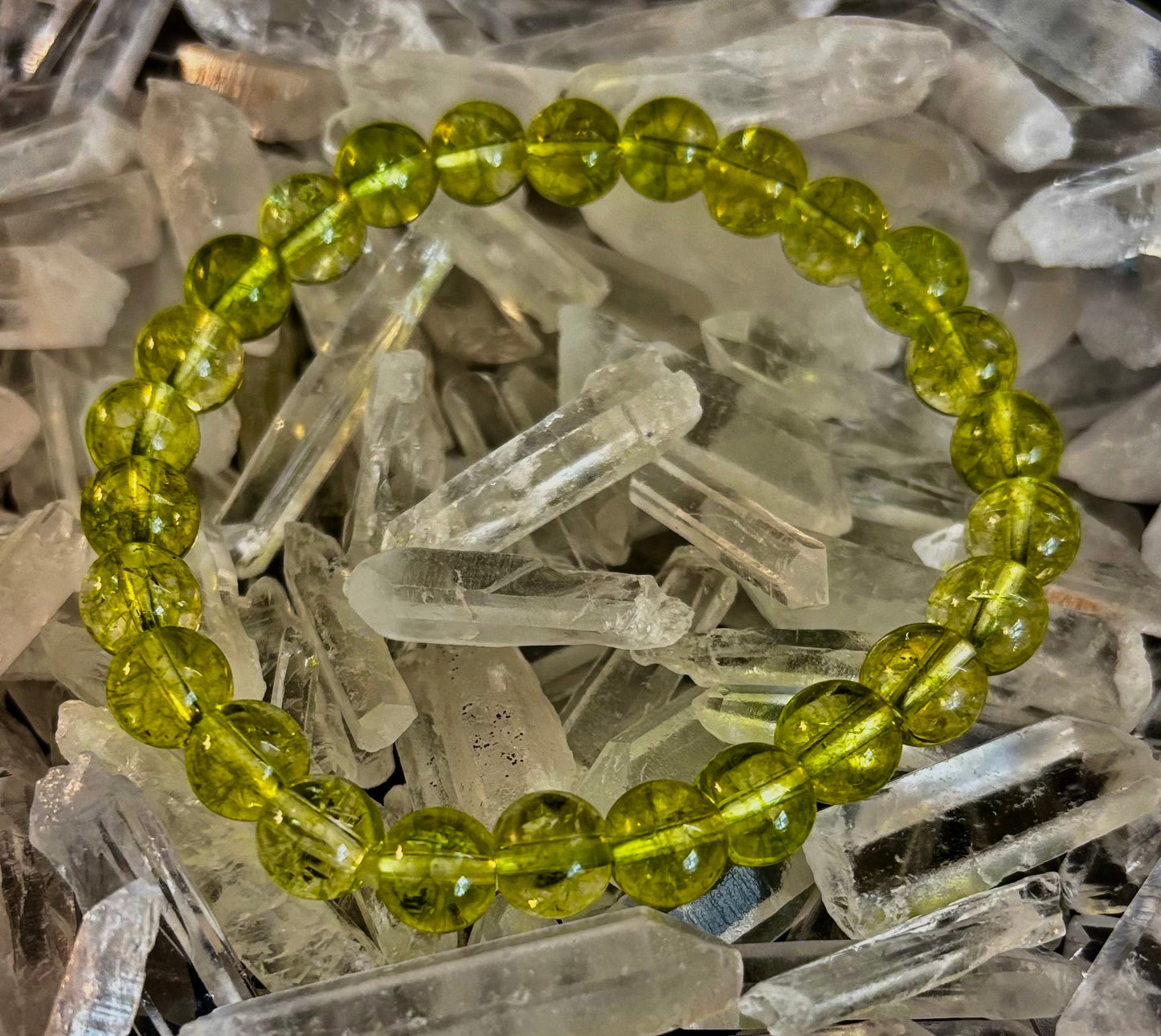Pulsera curativa de peridoto verde: cuentas de 8 mm o 10 mm para abundancia, crecimiento y claridad emocional