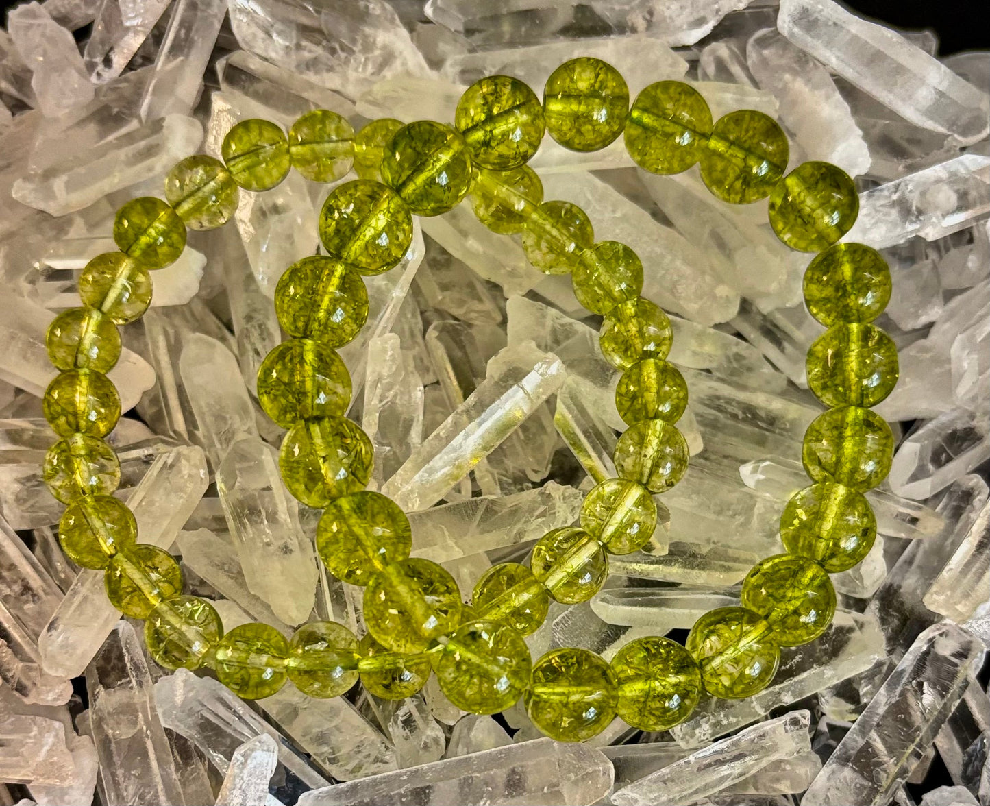 Pulsera curativa de peridoto verde: cuentas de 8 mm o 10 mm para abundancia, crecimiento y claridad emocional