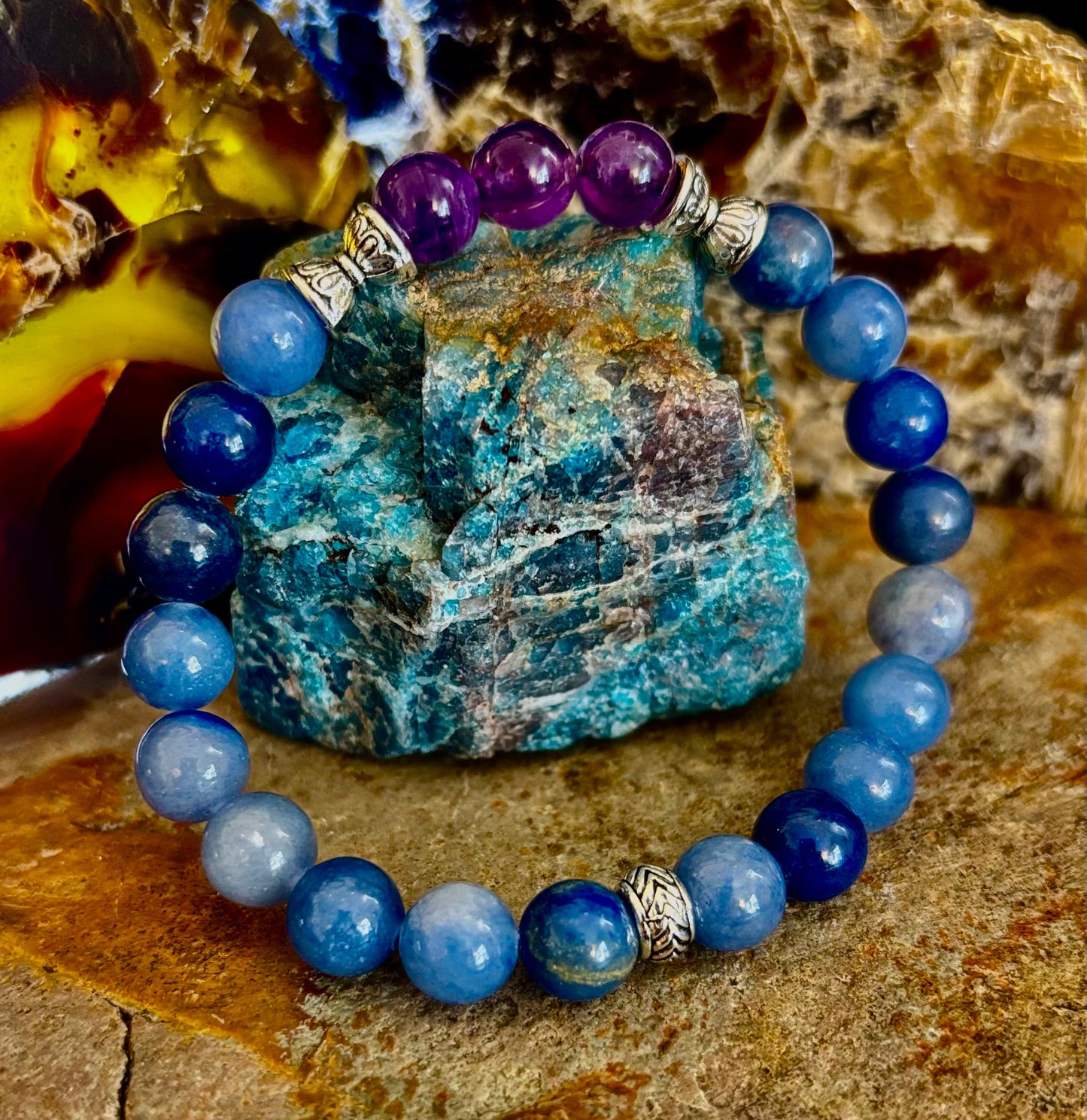 Pulsera Mente Tranquila – Amatista y Aventurina Azul para el Apoyo contra la Ansiedad