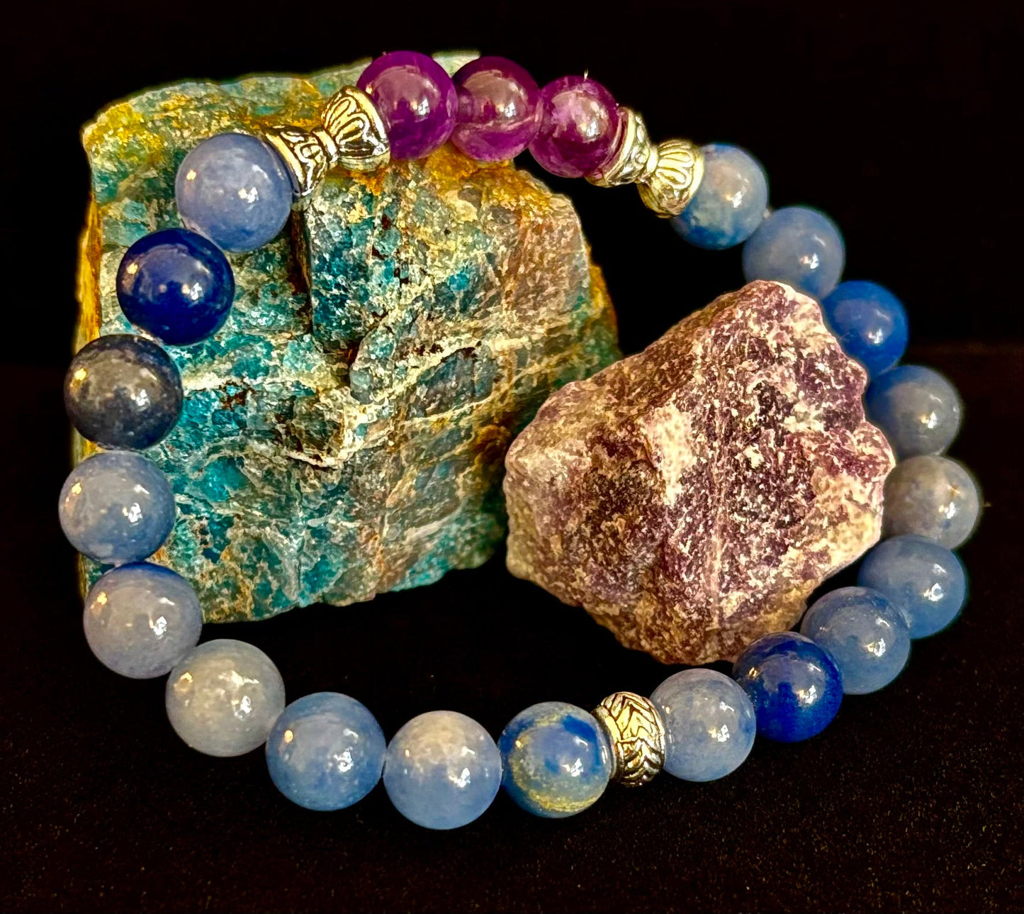 Pulsera Mente Tranquila – Amatista y Aventurina Azul para el Apoyo contra la Ansiedad